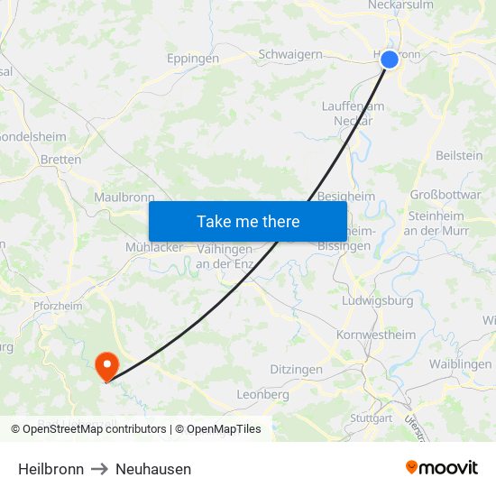 Heilbronn to Neuhausen map