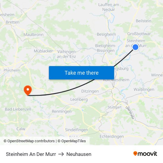 Steinheim An Der Murr to Neuhausen map