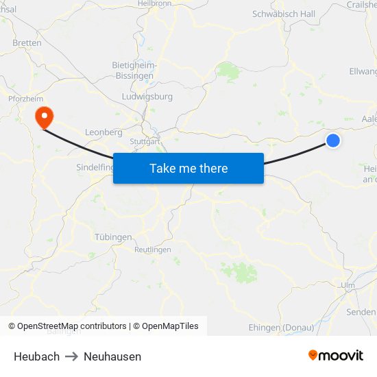 Heubach to Neuhausen map