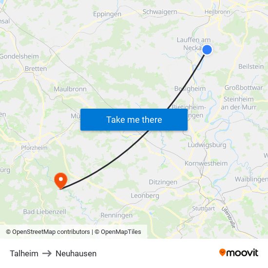 Talheim to Neuhausen map