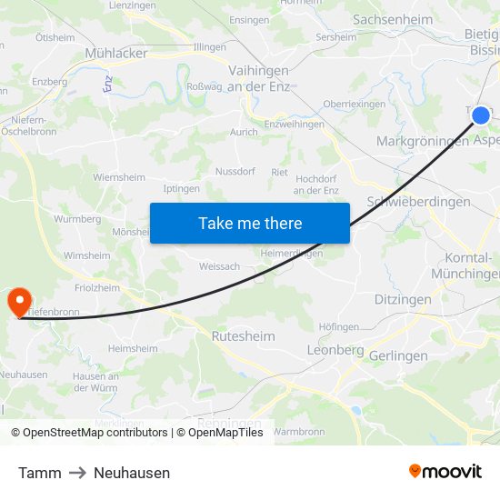 Tamm to Neuhausen map