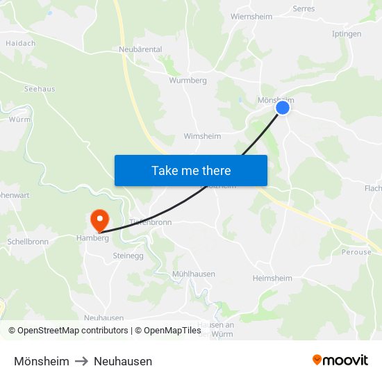 Mönsheim to Neuhausen map