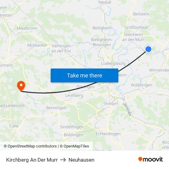 Kirchberg An Der Murr to Neuhausen map