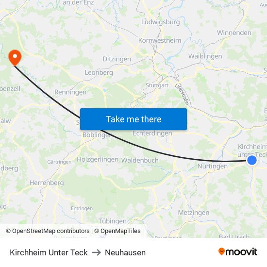 Kirchheim Unter Teck to Neuhausen map