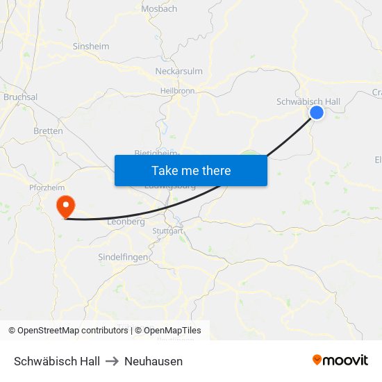 Schwäbisch Hall to Neuhausen map