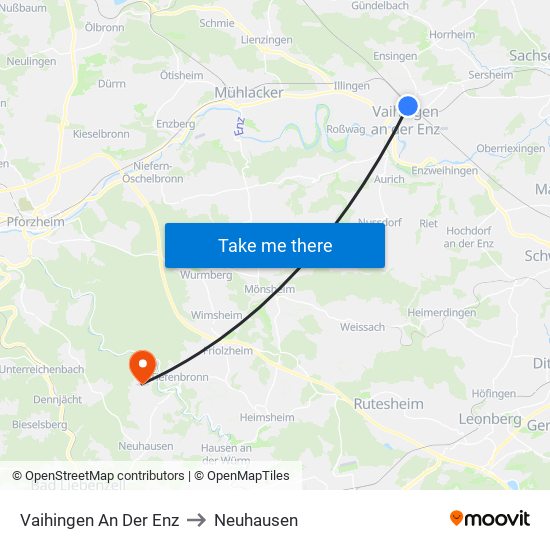 Vaihingen An Der Enz to Neuhausen map