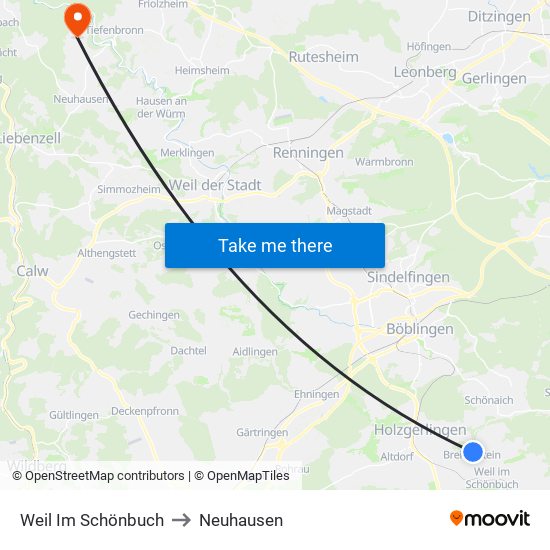 Weil Im Schönbuch to Neuhausen map