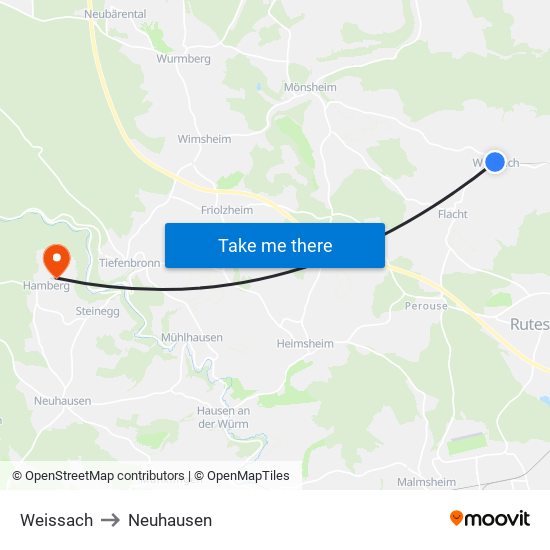 Weissach to Neuhausen map