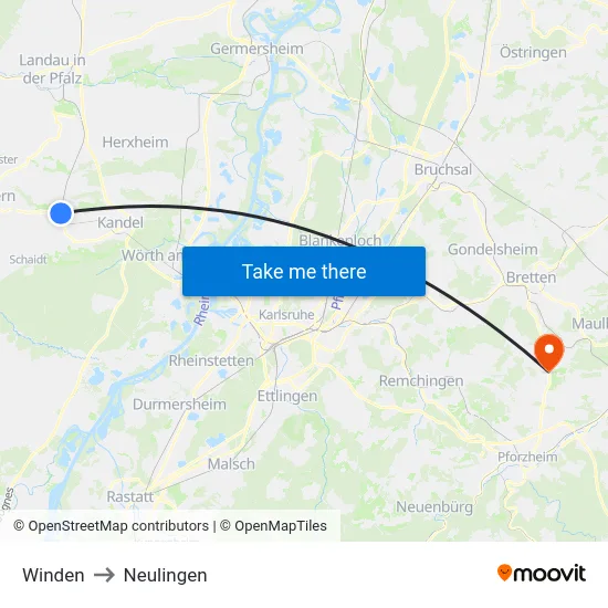 Winden to Neulingen map