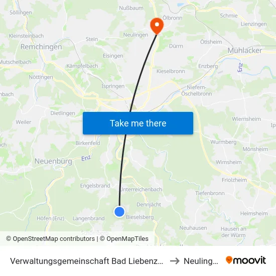 Verwaltungsgemeinschaft Bad Liebenzell to Neulingen map