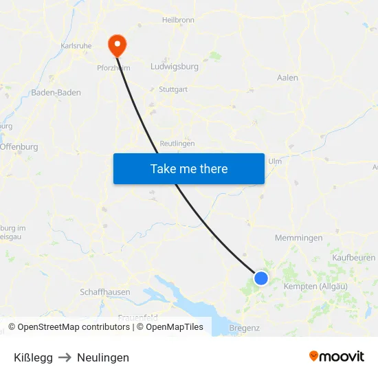 Kißlegg to Neulingen map