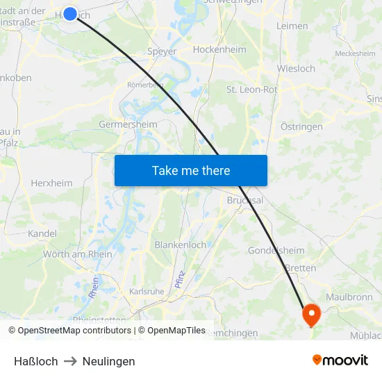 Haßloch to Neulingen map