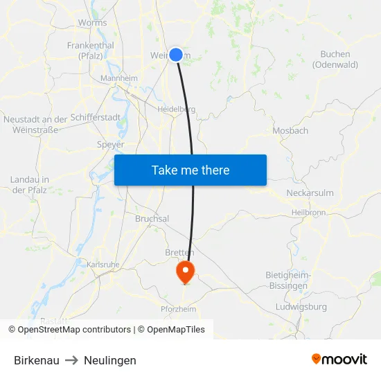 Birkenau to Neulingen map
