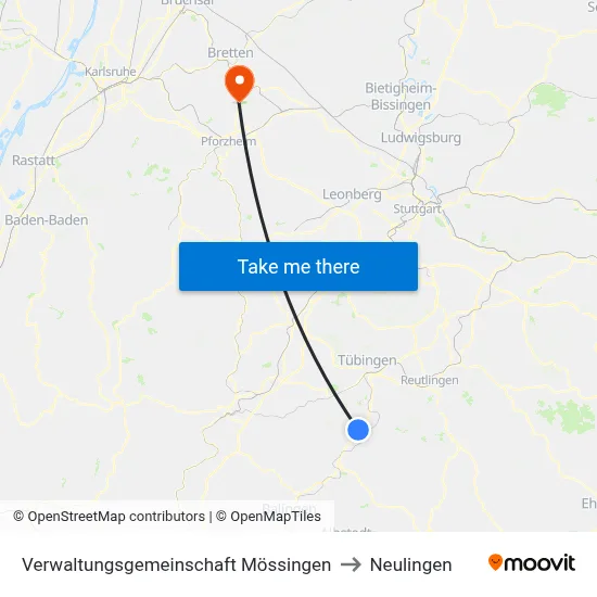 Verwaltungsgemeinschaft Mössingen to Neulingen map