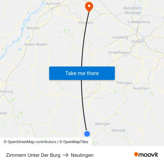 Zimmern Unter Der Burg to Neulingen map