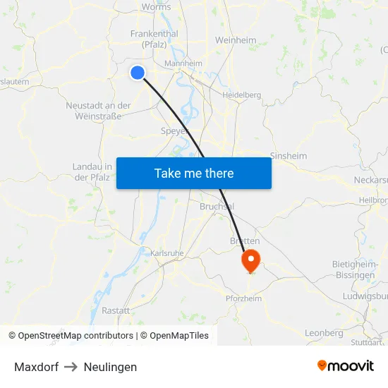 Maxdorf to Neulingen map