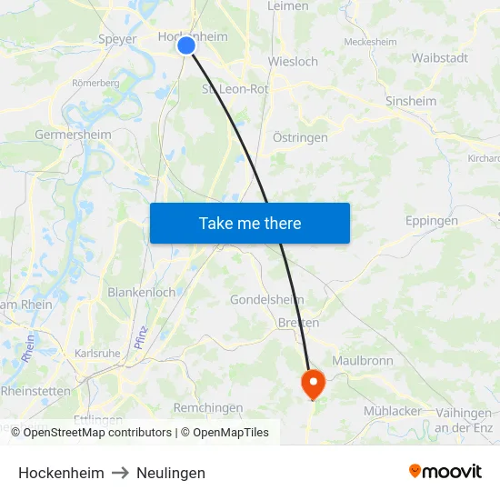 Hockenheim to Neulingen map