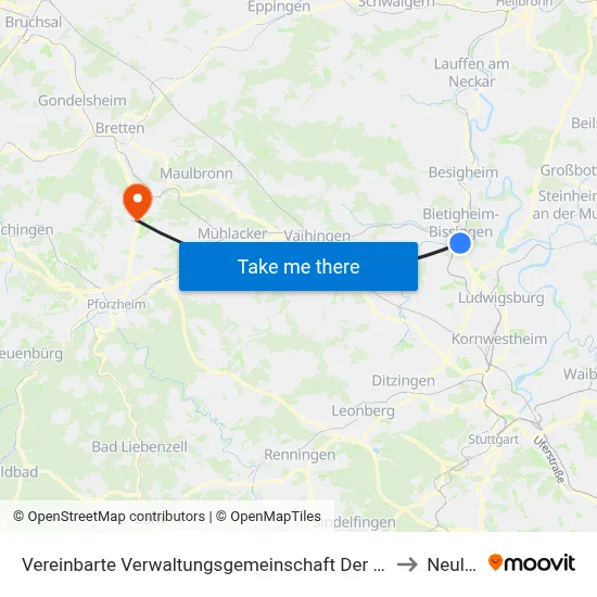Vereinbarte Verwaltungsgemeinschaft Der Stadt Bietigheim-Bissingen to Neulingen map