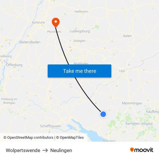 Wolpertswende to Neulingen map