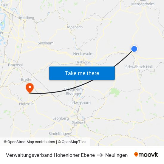 Verwaltungsverband Hohenloher Ebene to Neulingen map