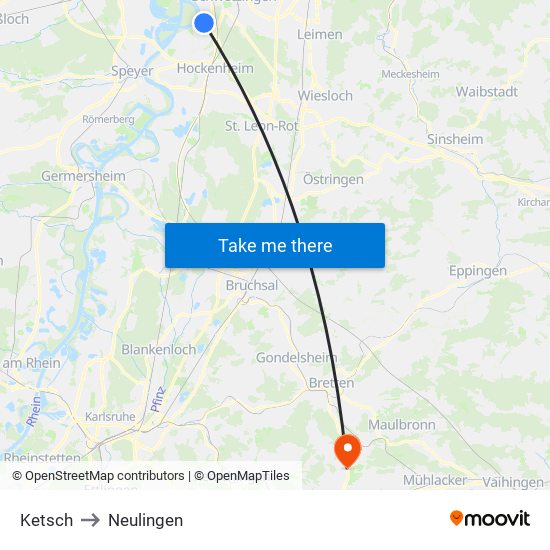 Ketsch to Neulingen map