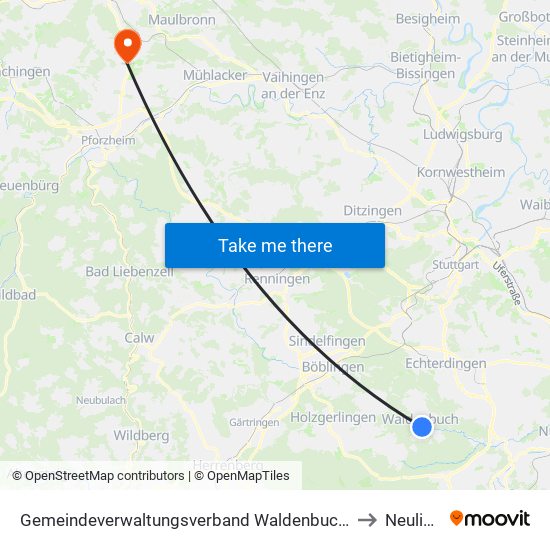 Gemeindeverwaltungsverband Waldenbuch/Steinenbronn to Neulingen map