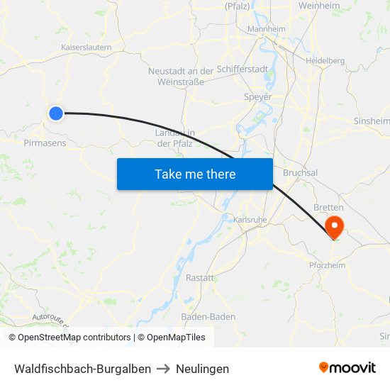Waldfischbach-Burgalben to Neulingen map