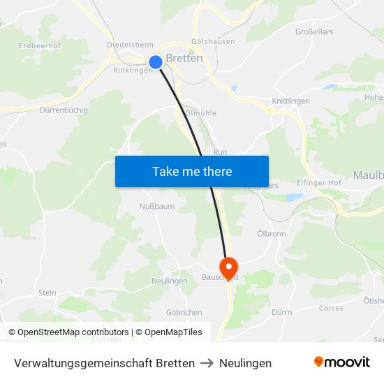 Verwaltungsgemeinschaft Bretten to Neulingen map