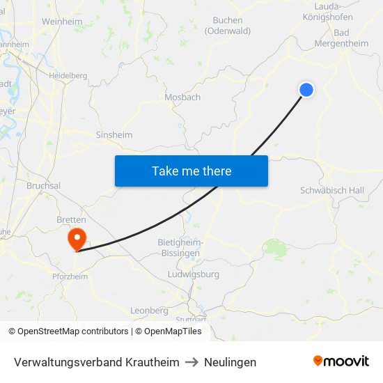 Verwaltungsverband Krautheim to Neulingen map