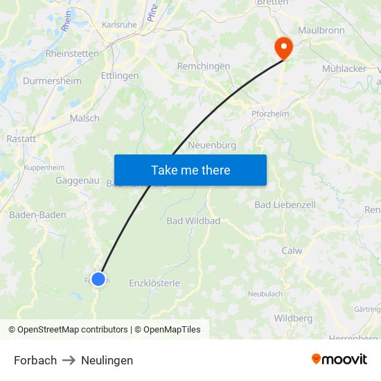 Forbach to Neulingen map