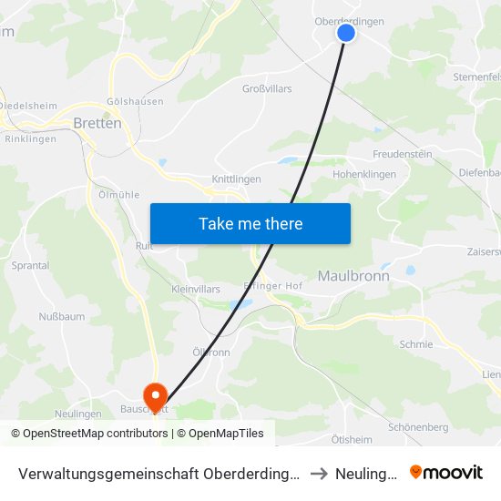 Verwaltungsgemeinschaft Oberderdingen to Neulingen map