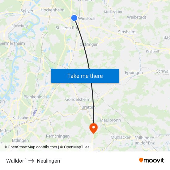 Walldorf to Neulingen map