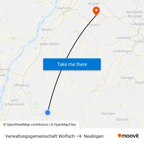 Verwaltungsgemeinschaft Wolfach to Neulingen map