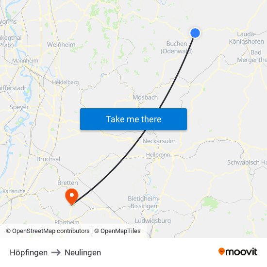 Höpfingen to Neulingen map