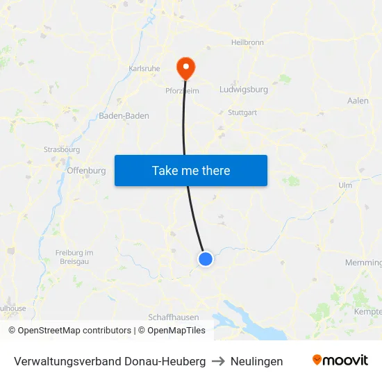 Verwaltungsverband Donau-Heuberg to Neulingen map