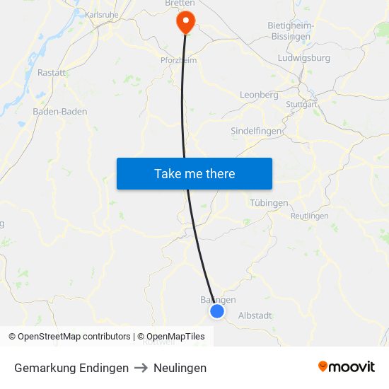 Gemarkung Endingen to Neulingen map