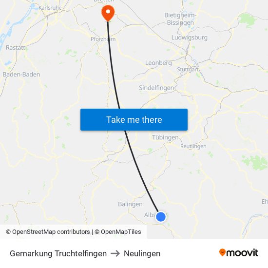 Gemarkung Truchtelfingen to Neulingen map