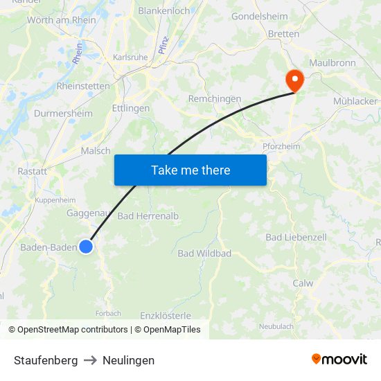 Staufenberg to Neulingen map