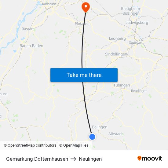 Gemarkung Dotternhausen to Neulingen map