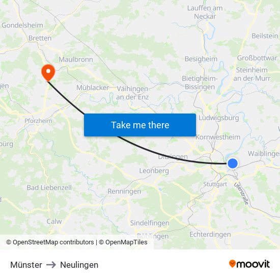 Münster to Neulingen map