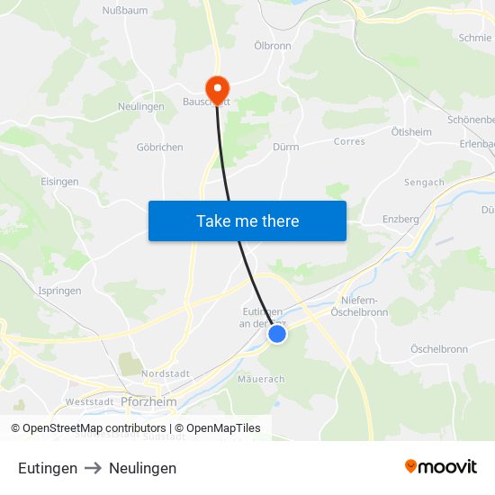 Eutingen to Neulingen map