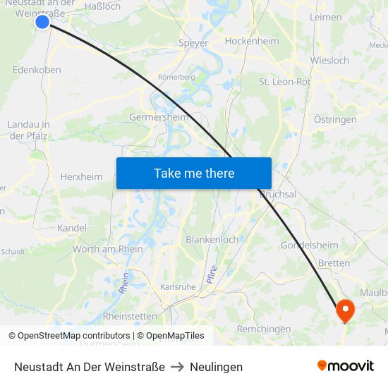 Neustadt An Der Weinstraße to Neulingen map