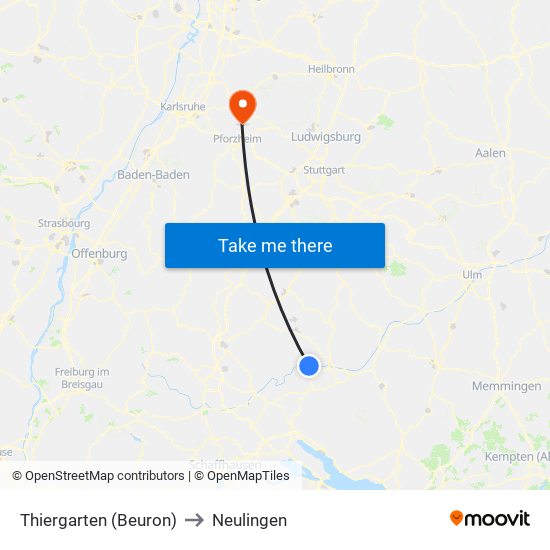 Thiergarten (Beuron) to Neulingen map
