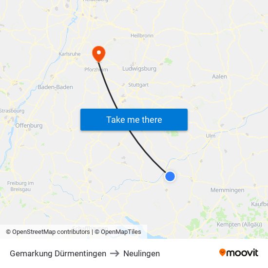 Gemarkung Dürmentingen to Neulingen map