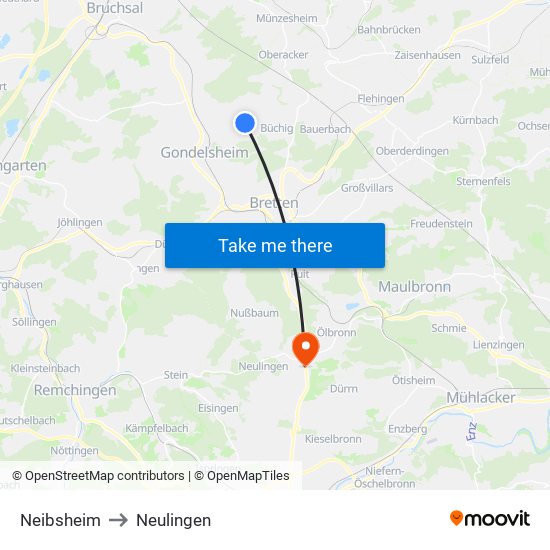 Neibsheim to Neulingen map