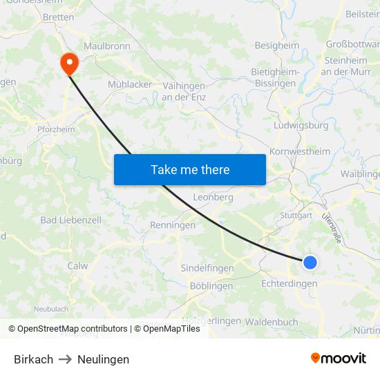Birkach to Neulingen map