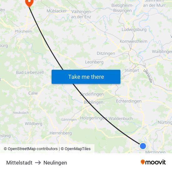 Mittelstadt to Neulingen map