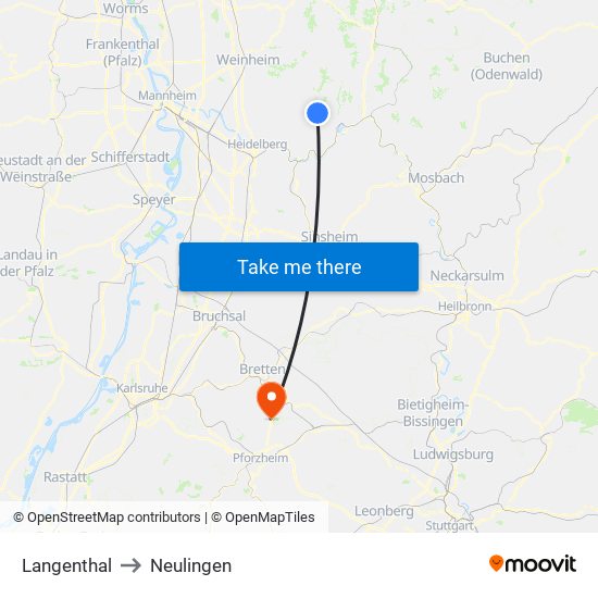 Langenthal to Neulingen map