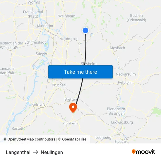 Langenthal to Neulingen map