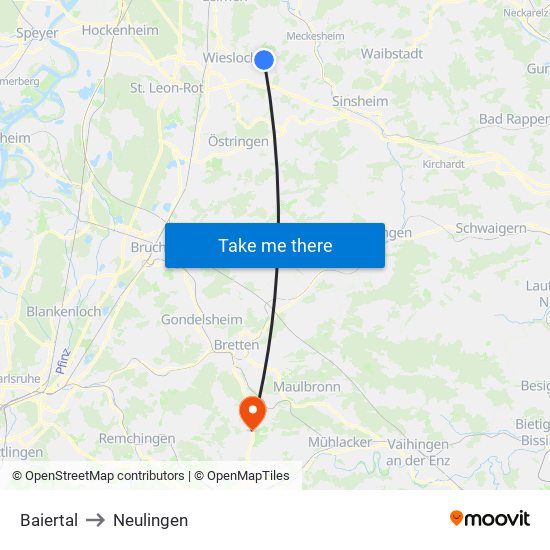 Baiertal to Neulingen map